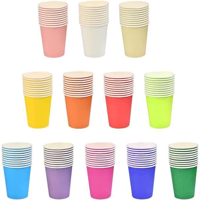 White-250ml -Gobelets en papier jetables de fête de couleur Pure,tasse