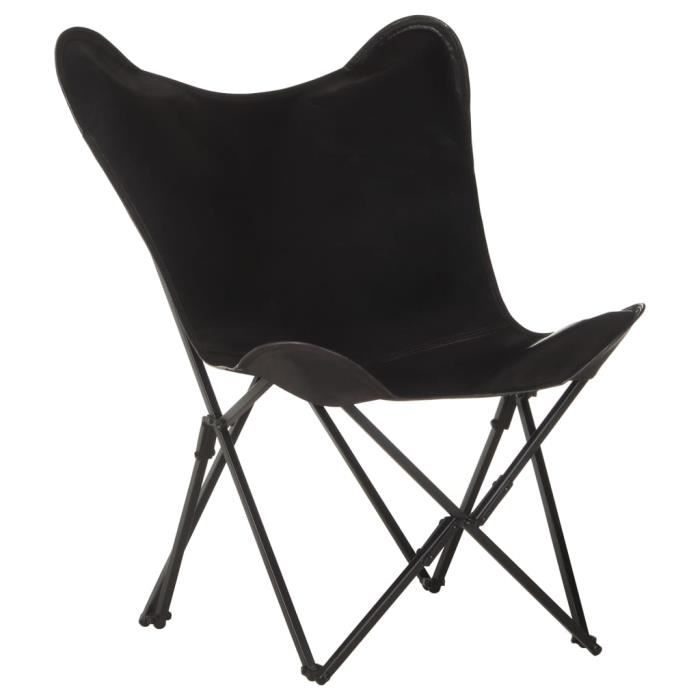 Chaise Papillon En Fer Et Cuir Buffalo - Marron - Pliable - Parrys Leather World
