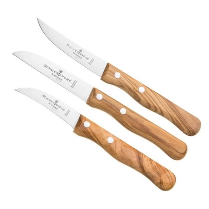 Schwertkrone 3 Couteaux Manche En Bois Solingen Couteau A Fruits Legumes Couteau A Peler Manche En Bois Bois D Olivier Inoxydable Achat Vente Couteau De Cuisine Schwertkrone 3 Couteaux M5255 Cdiscount