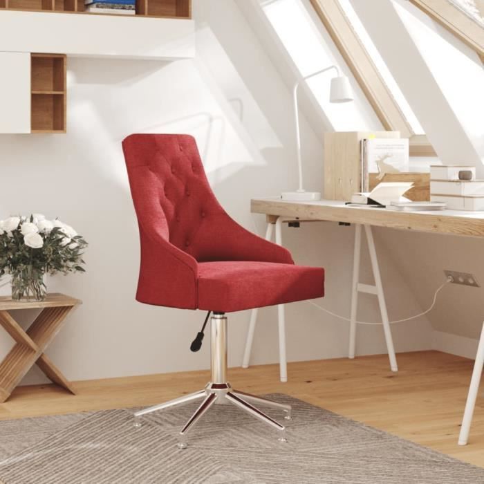 jili* fauteuil de bureau scandinave réglables hauteur rouge bordeaux tissu[2135]