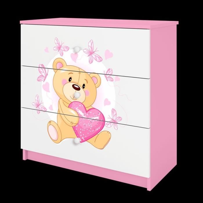 Commode bébé rose avec papillons - Kocot Kids - Babydreams - A partir de 0 mois - Bois