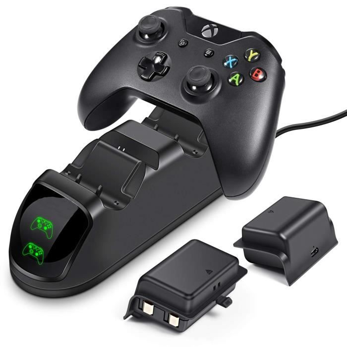 RW Chargeur Xbox One avec 2 X 1200mah Batteries, Chargeur Manette