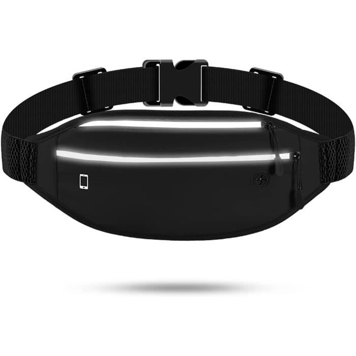 Sacs Banane Sacoche Banane Reflechissant Etanche avec Prise Casque Ceinture Running Smartphone avec Bande Elastique Noir Cdiscount Sport