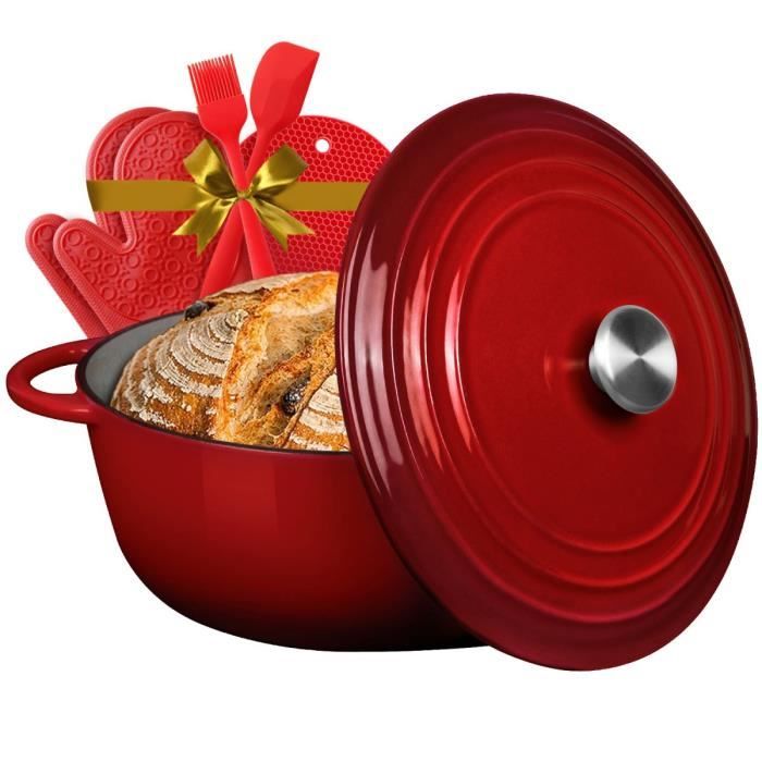 Cocotte Rôtissoire En Fonte émaillée Ovale SCHMORGOLD - 37.5cm, 9.8L, Compatible Induction, Rouge