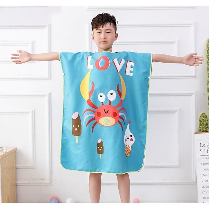 Linge de Bain Serviette Poncho de Surf imprimee dessin anime une piece pour enfants Robe seche pour bebe avec Type Crab 70x70cm Cdiscount Maison