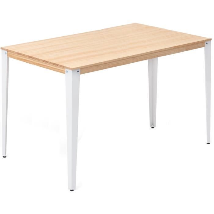 table mange debout lunds - box furniture - blanc - style scandinave - métal et bois massif - 160x80x110cm