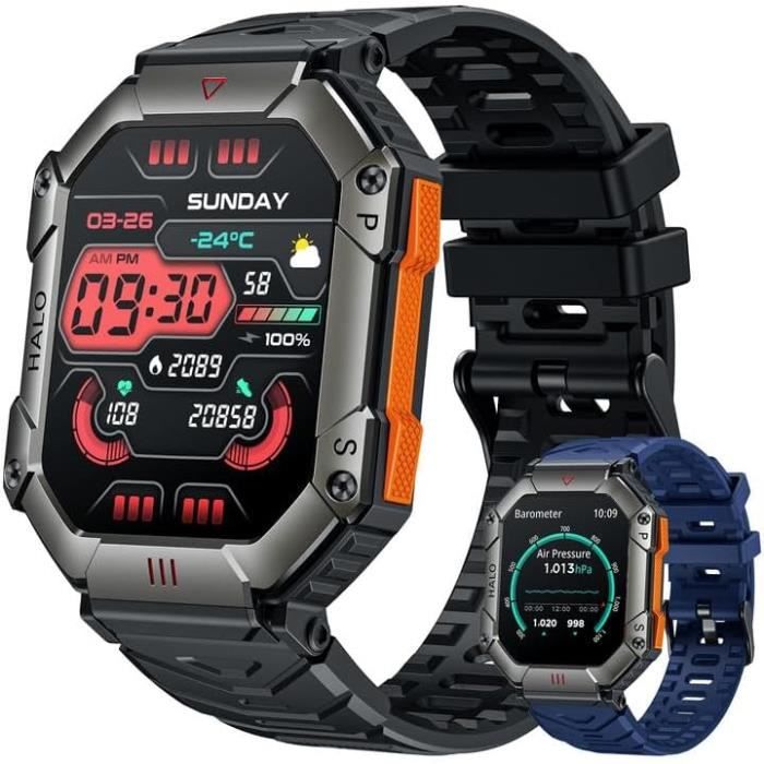 Montre Connectée BANLVS P111 - Appel Bluetooth, 130+ Modes Sport, Cardio, SpO2, Sommeil (1,75", Inox)
