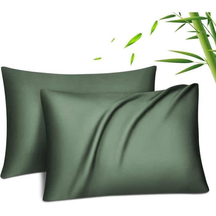 Taie D'oreiller 100% Bambou Lyocell AGAPIE - 80x80 Cm - Bleu Foncé, Fermeture éclair
