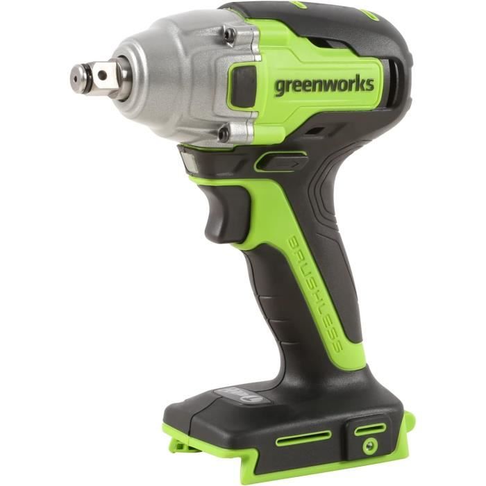 Clé à Chocs Sans Fil Greenworks 24V - Moteur Sans Balais - 400Nm - Batterie 4Ah Incluse - Pour Lames Tondeuse, Pneus...