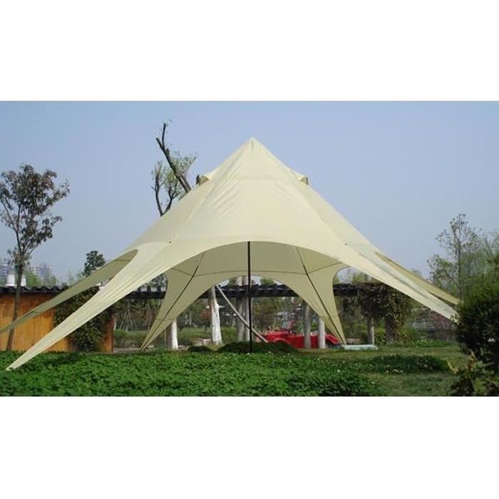 Tente de Jardin XL Forme d‘étoile 14 M de Diamètre Tente de Cérémonies 40 M², Crème