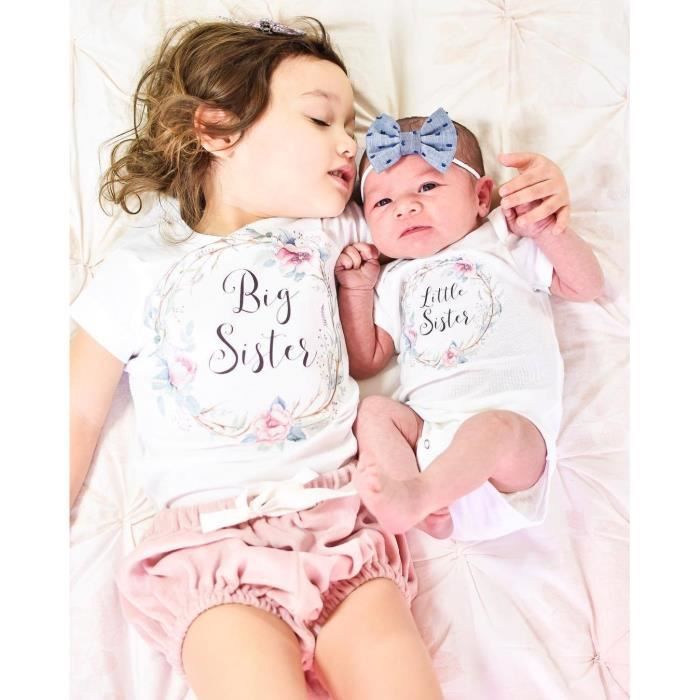 CRAZE Famille bébé enfant fille T-shirts été petite grande soeur coton  vêtements combinaison barboteuse tenues t-shirt - Cdiscount Puériculture &  Eveil bébé