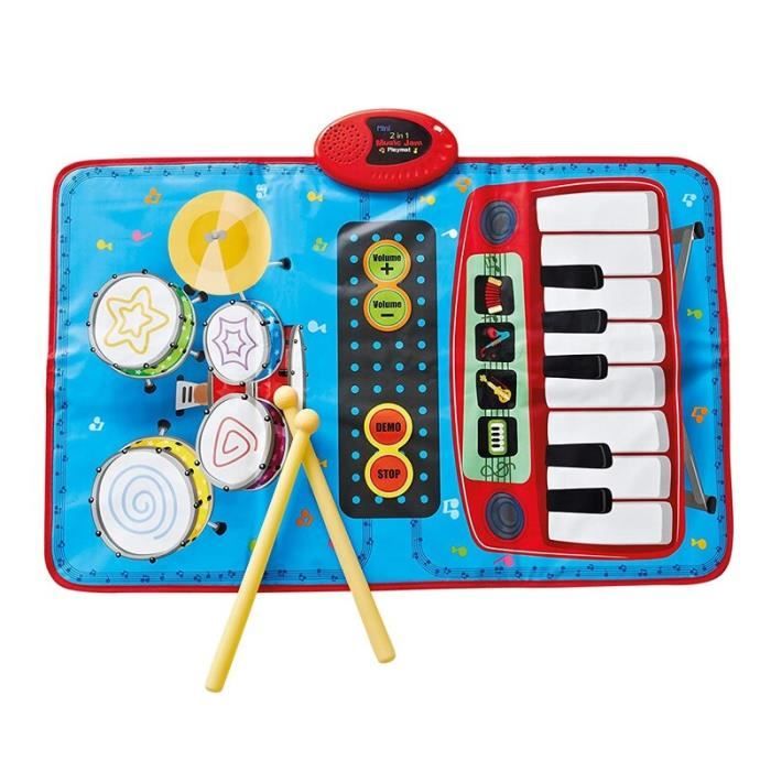 Tapis de musique 2 en 1 pour Enfants avec baguettes – Tapis de piano et tapis de danse