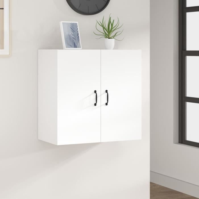 Armoire Murale Suspendue AUVYI - 60x31x60 Cm - Blanc - Rangement Salle De Bain Ou WC - Bois D'Ingénierie - Sans Pose