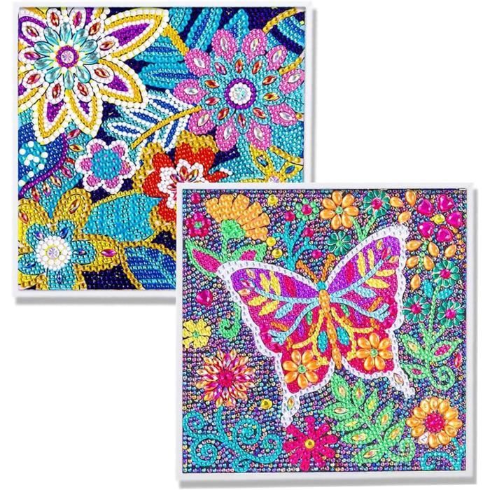 Kit Diamond Painting Fleurs Pour Enfants - Loisir Créatif DIY Avec Diamants Strass - Cadeau Anniversaire Fille 6-12 Ans