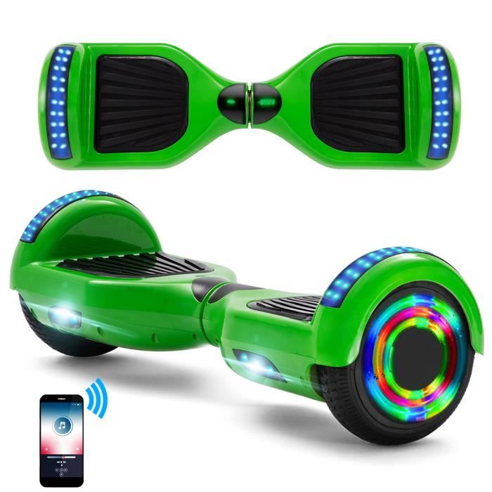 Hoverboard Enfants Vert Overboard Bluetooth Gyropode 250W, 10 km/h, Télécommande,Lumières de roues