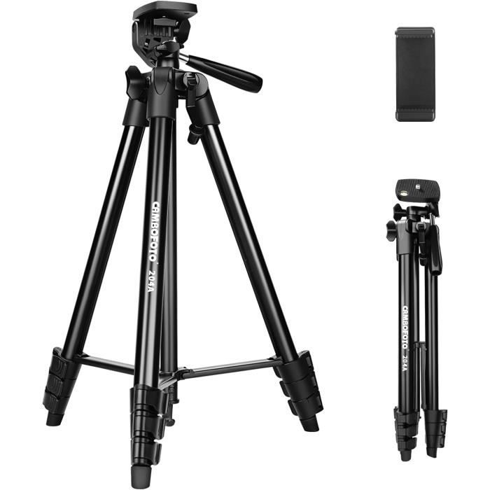 Trépied Aluminium Pour Appareil Photo Et Téléphone - Hauteur Max 173 Cm, Charge 4 Kg, Poids 1,12 Kg