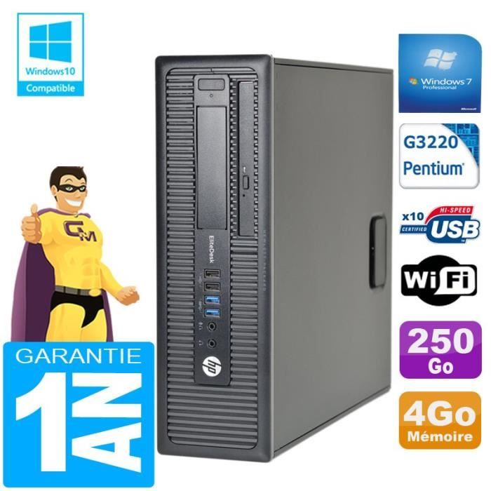 PC HP EliteDesk 800 G1 SFF Intel G3220 4 Go Disque 250 Go Graveur DVD Wifi W7 Reconditionné - Hewlett-Packard reconditionné disponible sur Cdiscount Seconde Vie