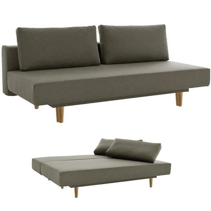 canape convertible clic clac design haut de gamme anna succes tissu taupe inside75 achat vente clic clac cdiscount