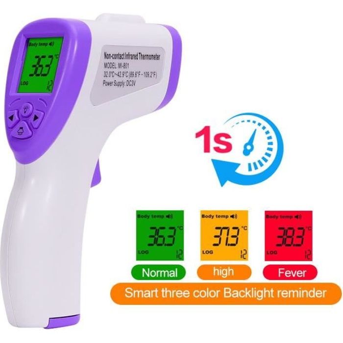 JOULLI Thermomètre Bébés Thermomètre pour Enfants / Adultes / Surface des Objets, Thermomètre Frontal Infrarouge Numérique Sans Contact