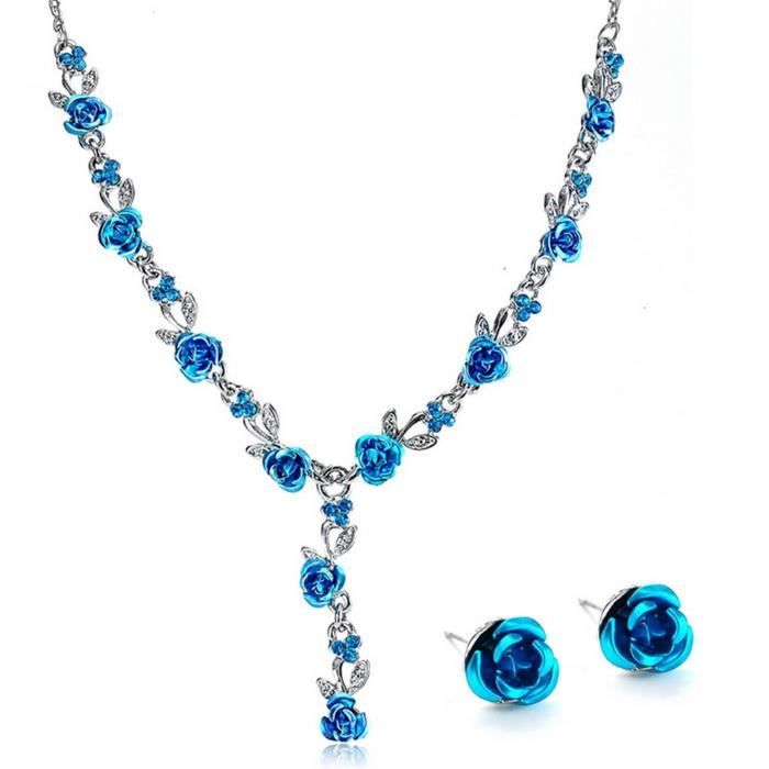 Ensemble Bijoux Strass Argenté (collier + Boucles D'oreilles) Modèle YL-36 - Occasion