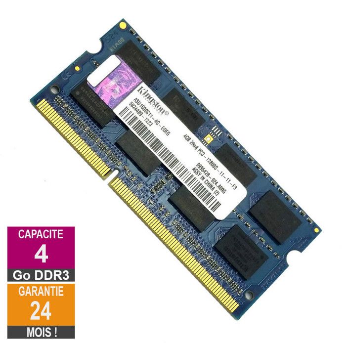 Barrette Mémoire 4Go RAM DDR3 Kingston ASU1600S11-4G-EDEG SO-DIMM