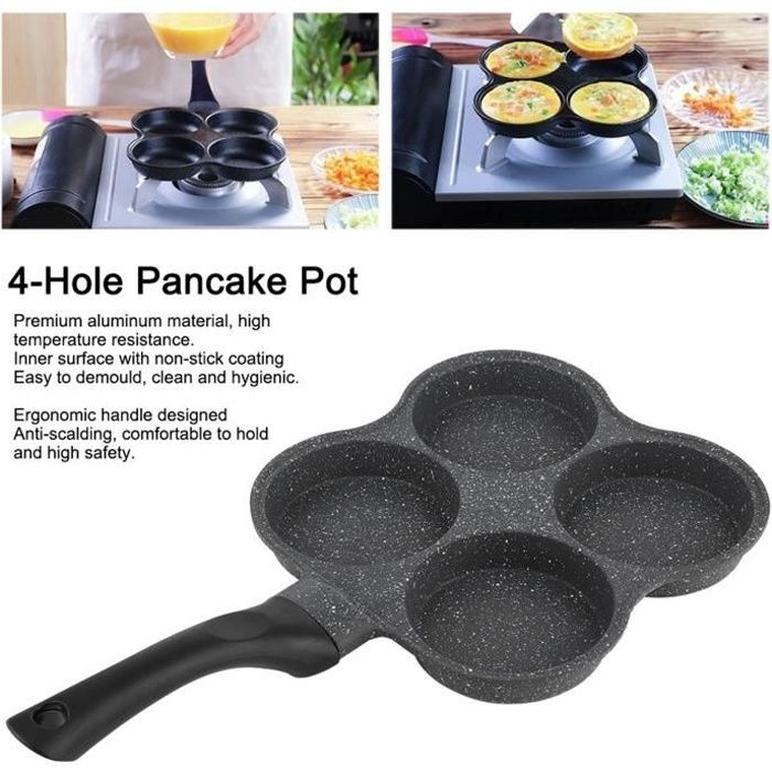 ART☪4 trous Ustensile de cuisine Pancake Omelette en aluminium antiadhésif Poêle à frire☪Lv.life☪NIM