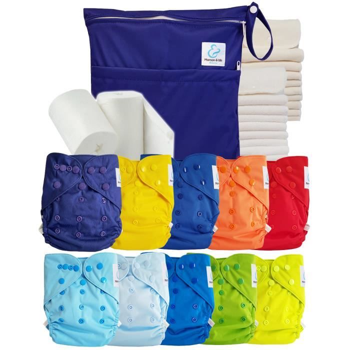 Pack Premium Lot De 10 Couches Lavables Te2 Inserts Voiles Sac Impermeable Flash Cdiscount Puericulture Eveil Bebe