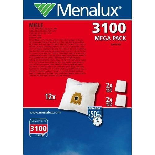 Menalux 3100 MP 12 sacs aspirateur avec 2 micro filtres
