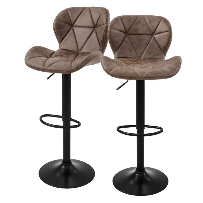 Lot de 2 tabourets de bar Réglable en hauteur Tabouret de bar avec repose-pieds