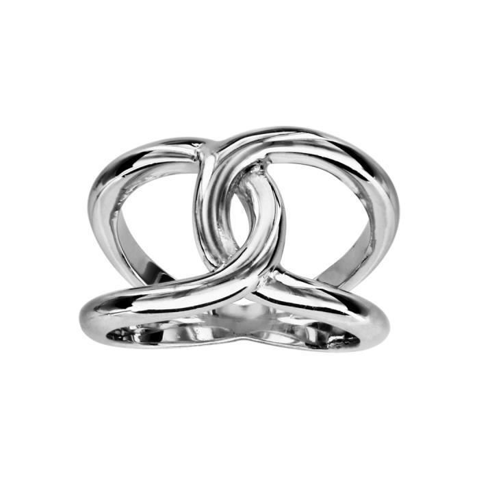 Bague Argent 925 Massif 2 Anneaux Croises Blanc Achat Vente