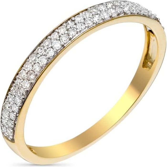 Alliance or sales jaune et diamant