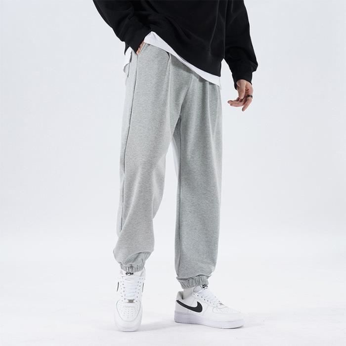 Pantalon de survêtement en coton pour hommes Grande taille Automne  hiver Gris