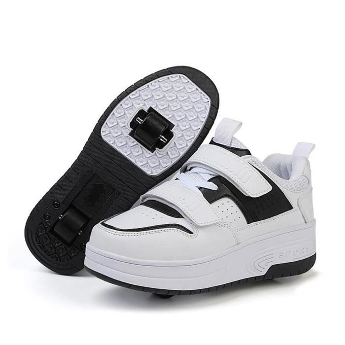 Chaussures à Roulettes Enfants Noires en Cuir - Skateshoes Garçons