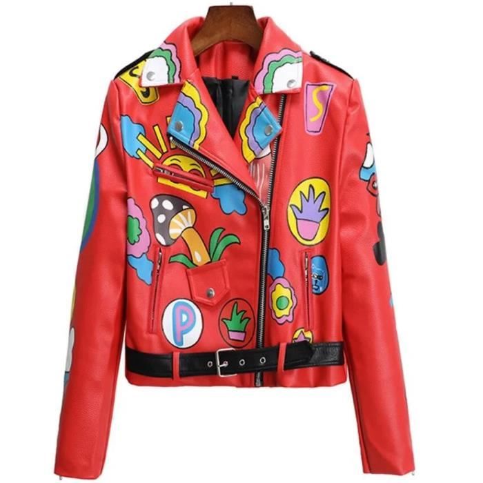 Manteau Veste en cuir PU femme streetwear printemps style punk
