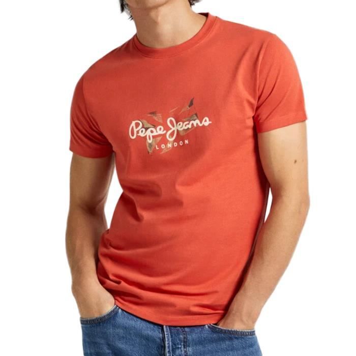 T-shirt Orange Homme Pepe jeans Count