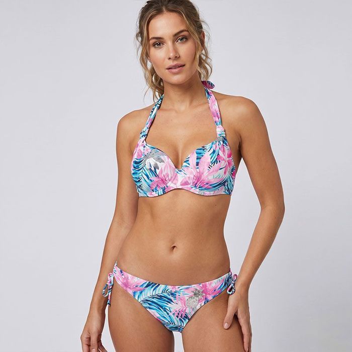 Bikini 2 Pièces Femme Montce Rouge - Haut Bandeau, Bas Taille Haute, Taille L