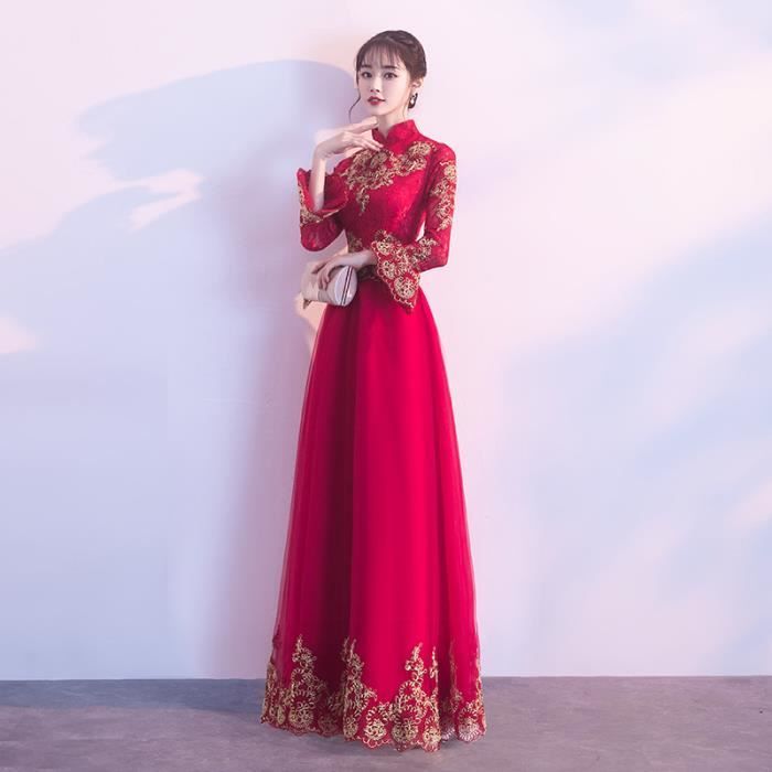 Chinese 2021 new spring and summer bride wedding engagement long-sleeved evening dress dress skirt in long section female