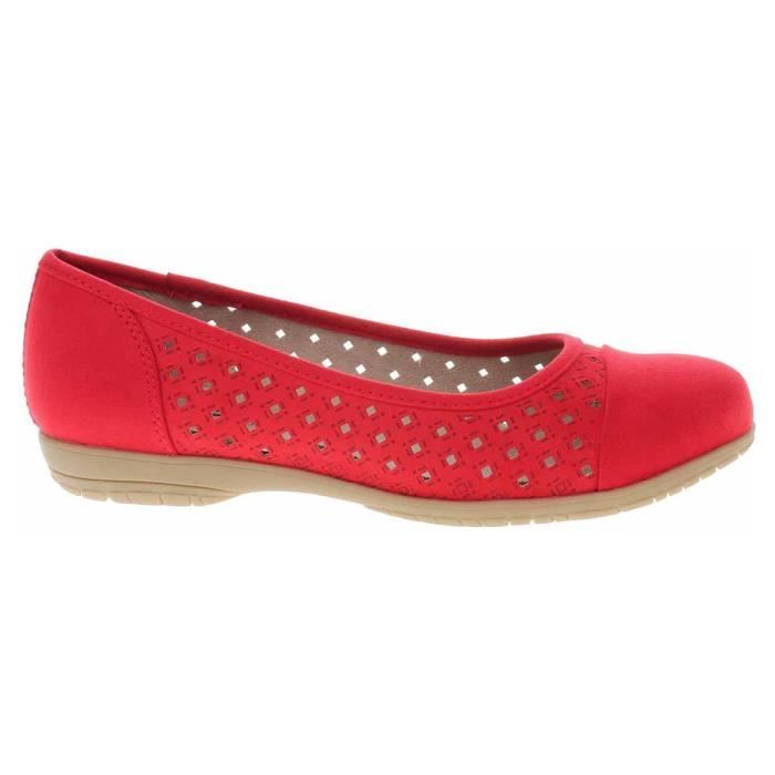 Chaussures Avanda Pour Femme - Rouge Toile/faux Cuir, Bout Ouvert, Taille UK7/EU40