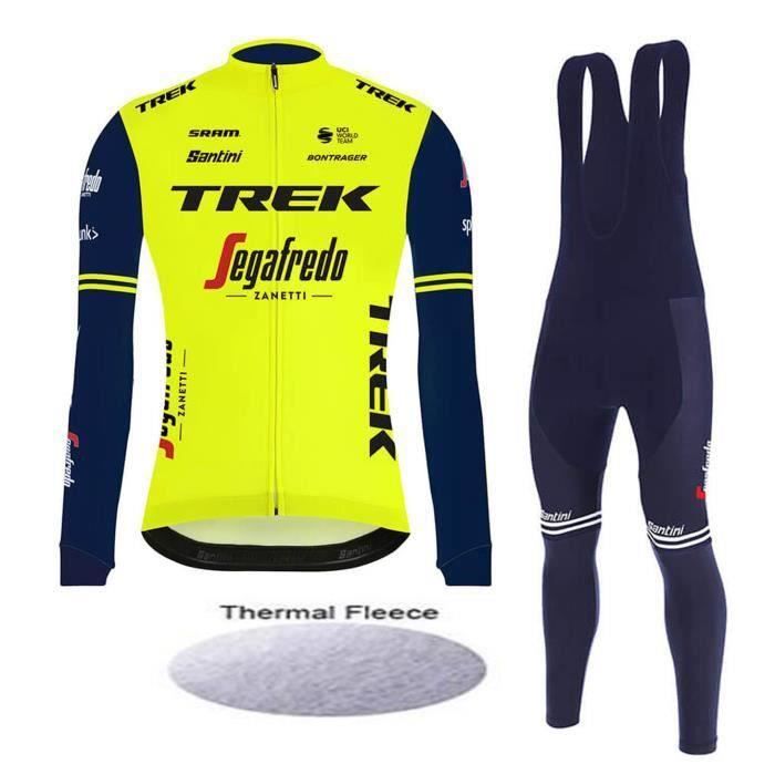 Fenovel Maillot Cyclisme Manches Longues Homme + Cuissard Bretelles Rembourré 19D - Ensemble Vélo
