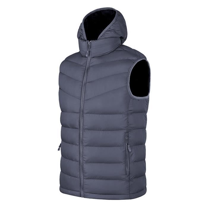 Doudoune Capuche Hiver Homme Sans Manches Doubl Polaire Veste