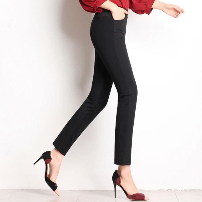 Pantalon femme couleur unie taille élastique longueur cheville printemps  été pur coton poche dames pantalon – les meilleurs produits dans la  boutique en ligne Joom Geek