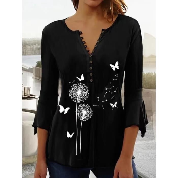 Chemise,Chemisier imprimé pour femme, élégant, décontracté, mode
