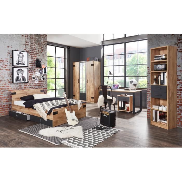 Ensemble Chambre Enfant Ado Imitation Chene Poutre Rechampis