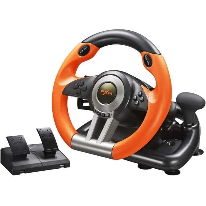 PXN V3 Pro Jeu de Volant avec Pedales, Retour de Vibratoire, Volant de Course, 180° Volant pour PC, PS4, Xbox One, Xbox Serie