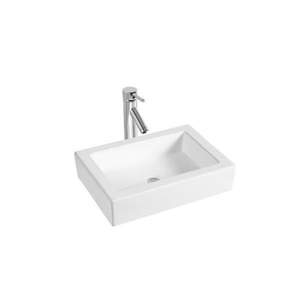 Vasque Rectangulaire à Poser - RUE DU BAIN - LINE - Céramique - Blanc - Facile à entretenir - 40 cm