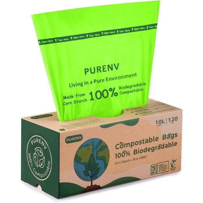 Green Maker 150 Sacs à Compost De Baguage De Poubelle 6L 8L 10L 30L Sacs àdéchets De Cuisine Sacs 100% Biodégradables Fabriquépar Avec Certification EN13432 (6L