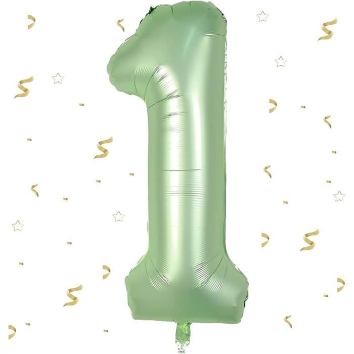 Ballon Chiffre 1 Vert En Foil - 101 Cm (dégonflé) / 85 Cm (gonflé) - Pour Anniversaires Et Fêtes