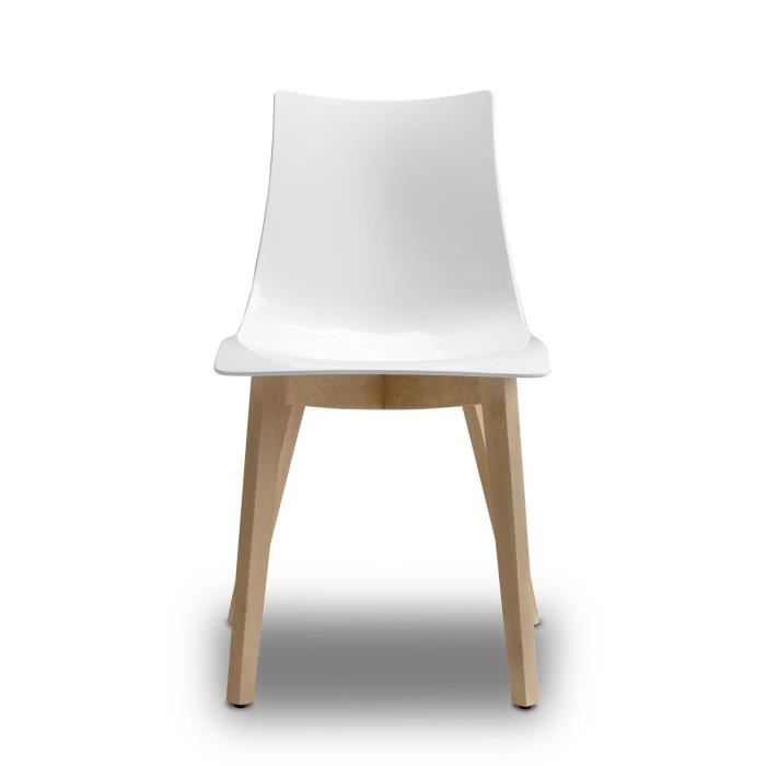 Chaise blanche glossy design avec pieds bois na…  Cdiscount Maison