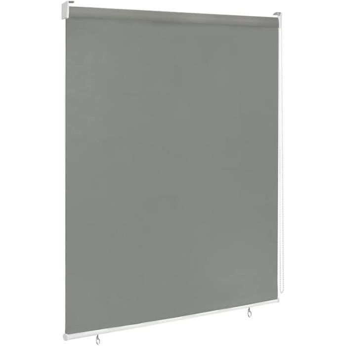 Store Vertical Extérieur 100x140cm Gris - Occultant Anti-UV Sans Perçage - Protection Balcon Terrasse Jardin