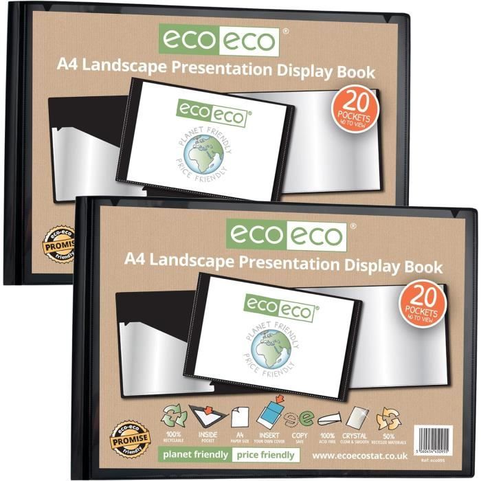 Eco-eco Eco199x2 - Lot De 2 Porte-vues Format A3, 50 Pages (100 Vues), 50% Recyclé, Avec Pochette De Personnalisation - 5